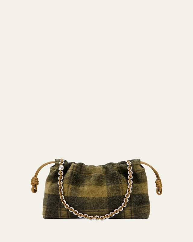 Flamenco Shoulder Bag in Plaid Calfskin Suede